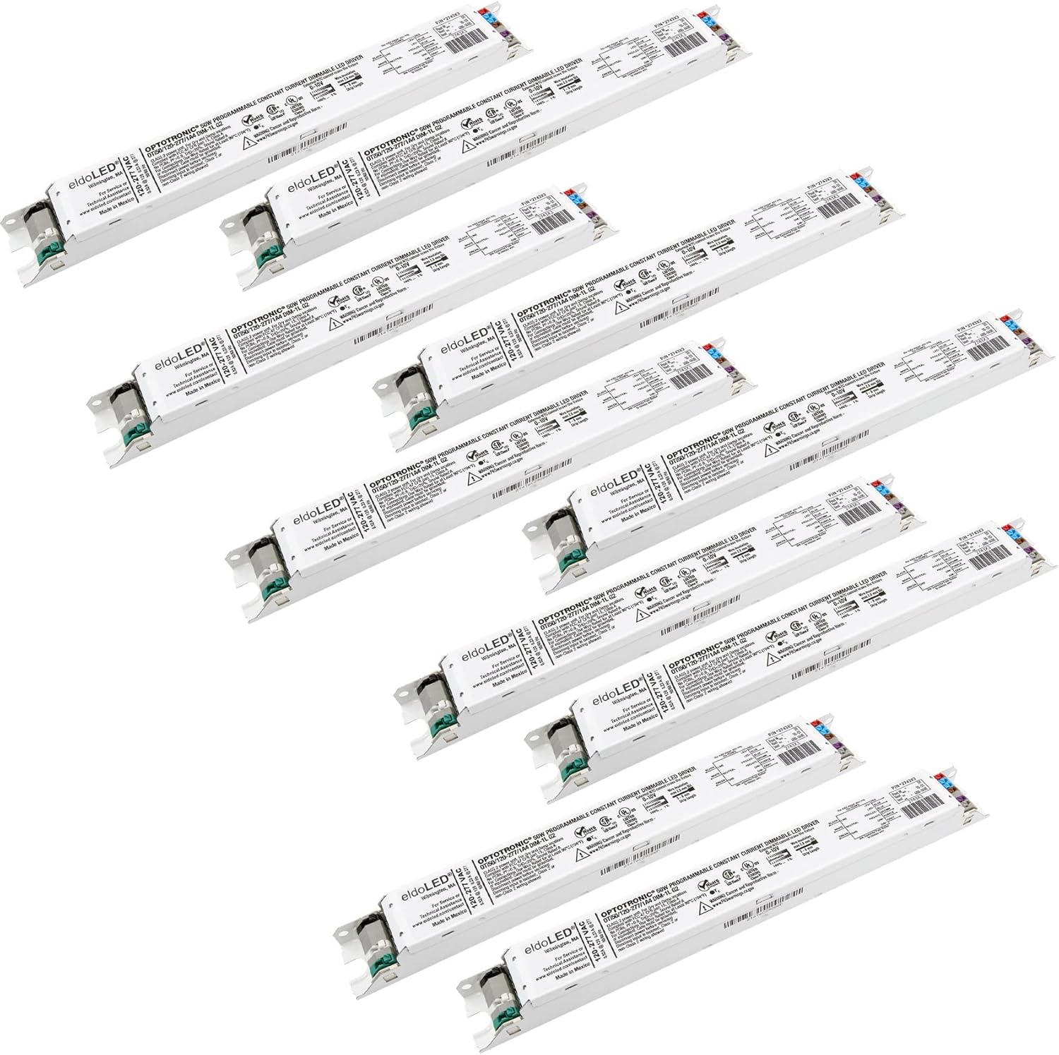 10 Pack - eldoLED *2743X3 OPTOTRONIC Programmable Linear 50 Watts Constant Current LED Driver, 0-10V Dimmable OTi50/120-277/1A4 DIM-1 L G2 120/277Vac (Osram 57452)