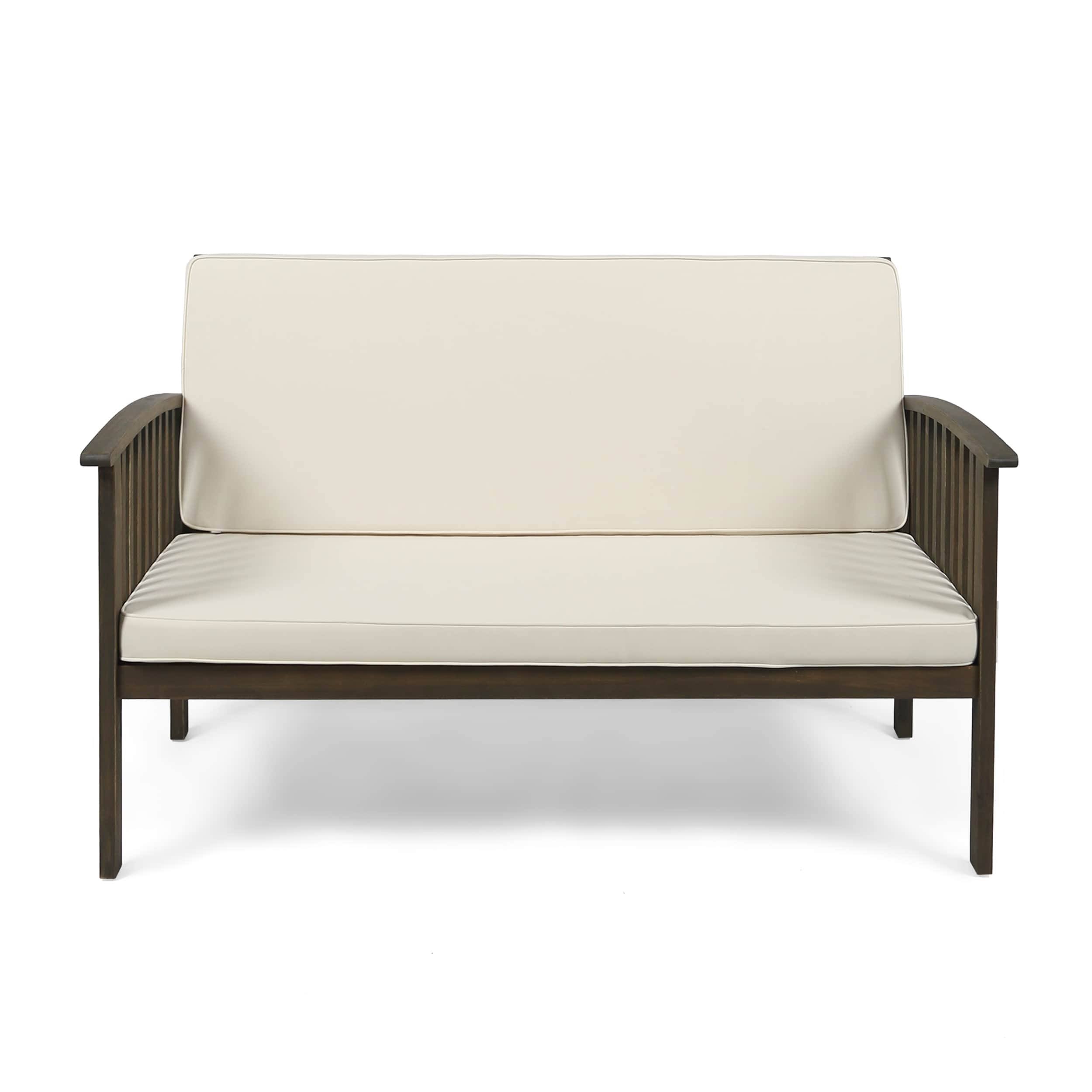 Casa Acacia Wood Loveseat - Gray/Cream - Christopher Knight Home