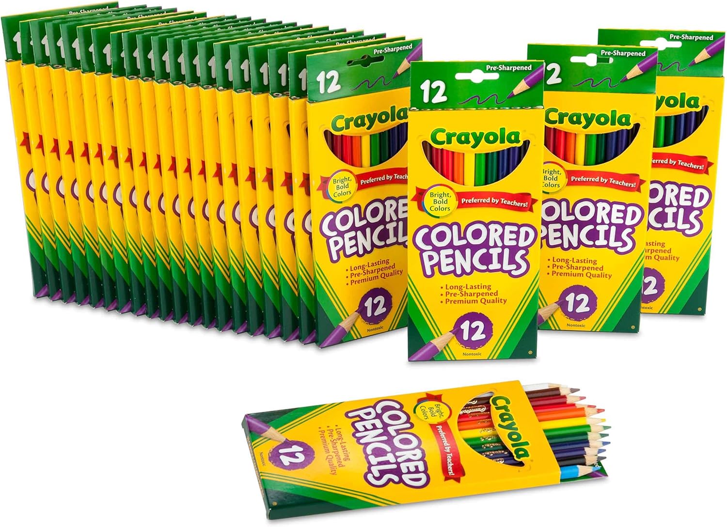 Crayola Bulk Colored Pencils, Pre-sharpened, 12 Assorted Colors, Pack of 24 Pack of 2