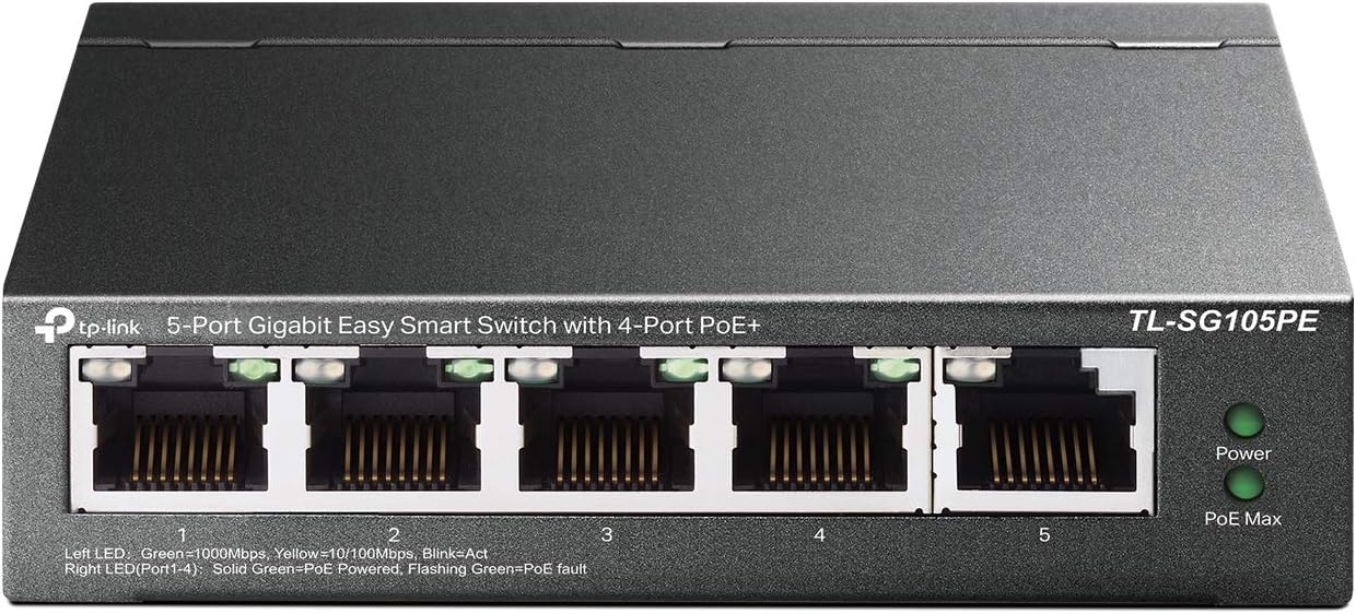 TP-Link 5 Port Gigabit PoE Switch | 4 PoE+ Port @65W | Easy Smart | Plug & Play | Limited Lifetime Protection | Shielded Ports | Support QoS, Vlan, IGMP and Link Aggregation (TL-SG105PE) Pack of 2