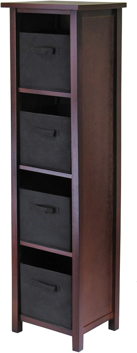 Winsome Verona Storage/Organization, 4 Small, Walnut/Black