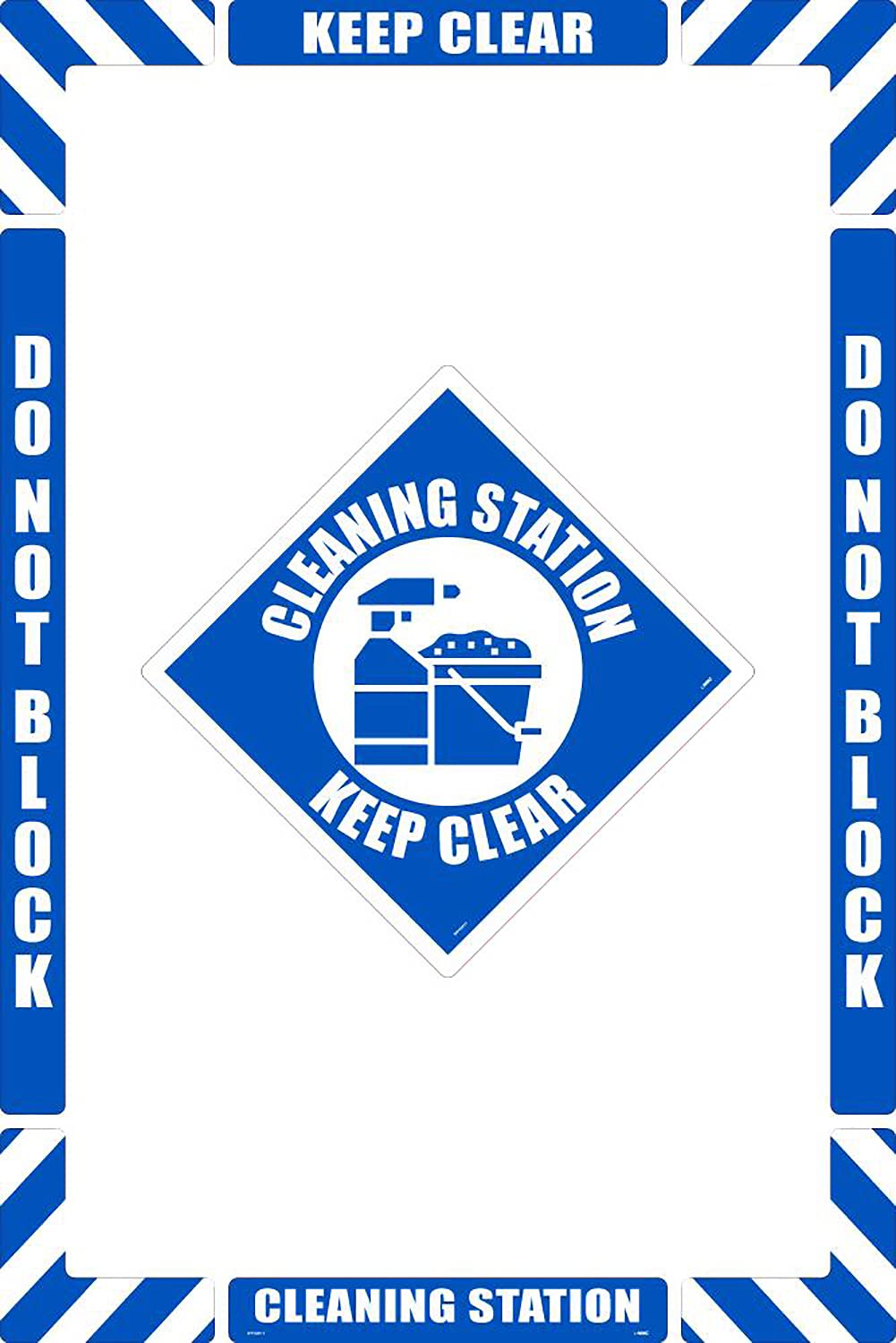 NMC Cleaning Station Keep Clear Walk-On Floor Marking Kit, Configurable (Includes 12 X 12 Center Floor Sign and Marking Strips with Corner Angles), Smooth Non-Slip Surface, WFKSM11