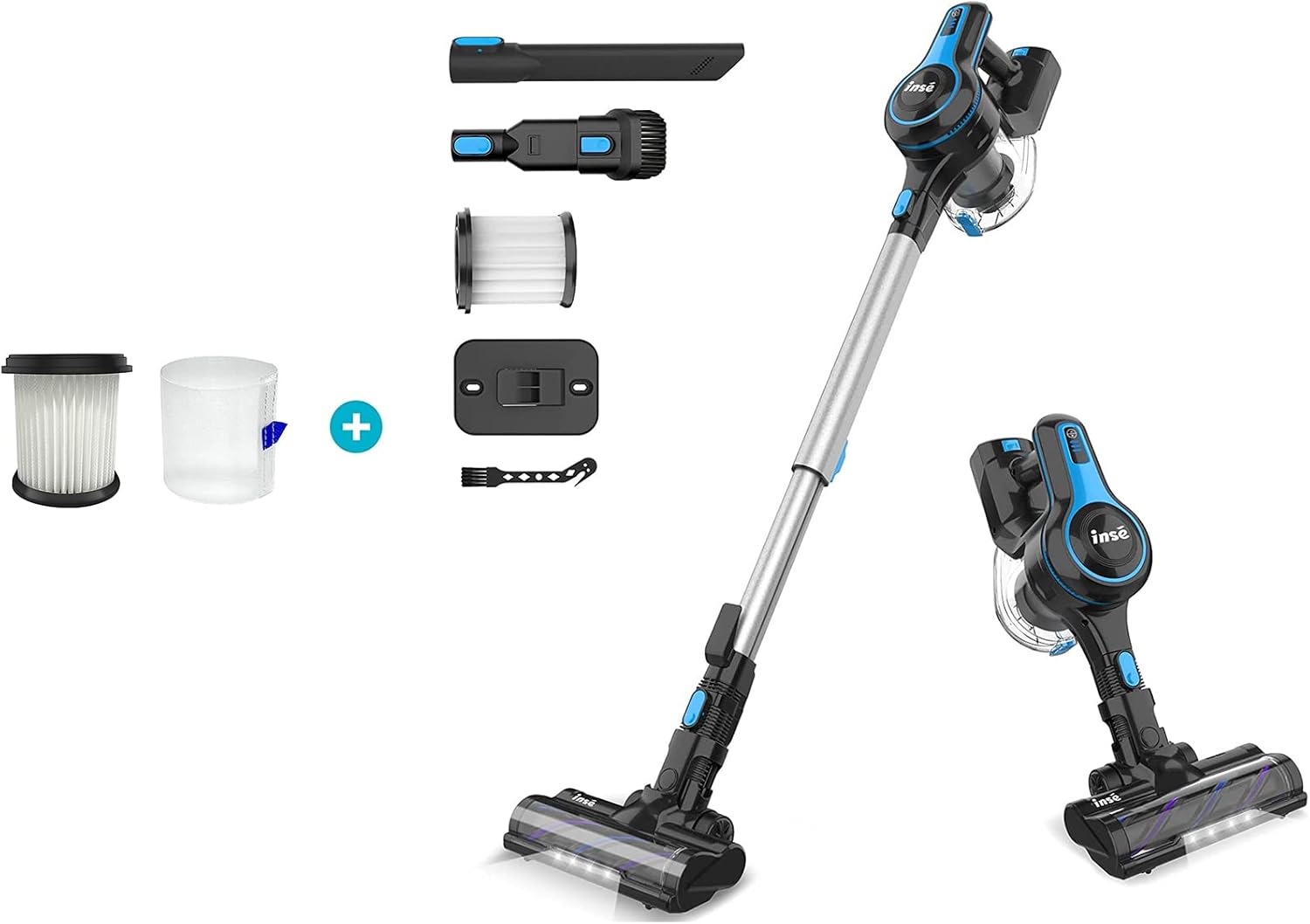 INSE N5S Cordless Vacuum Cleaner with Spare INSE HEPA & mesh Filter