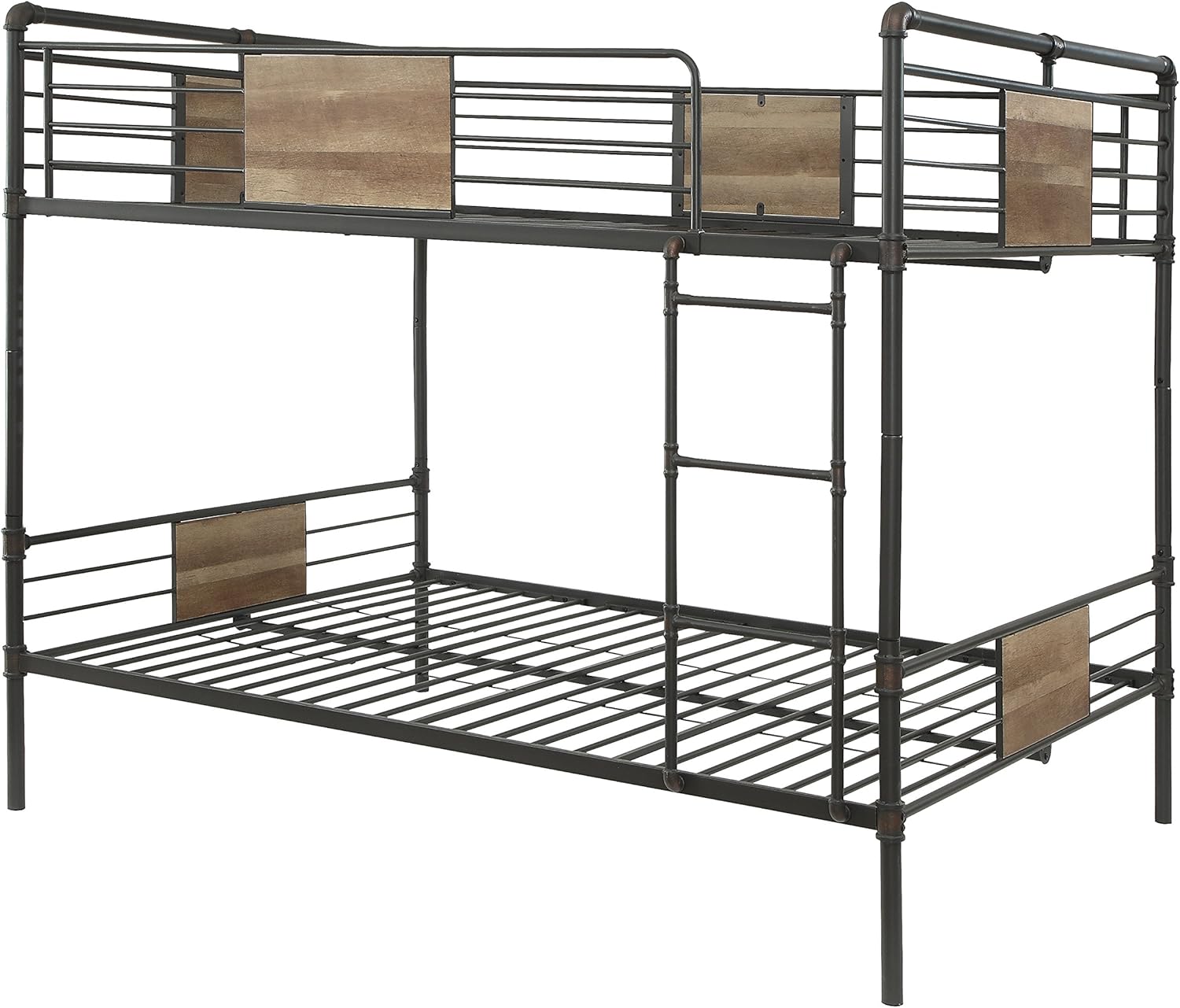 ACME Furniture Brantley Bunk Bed, Sandy Black and Dark Bronze Hand-Brushed, Queen over Queen