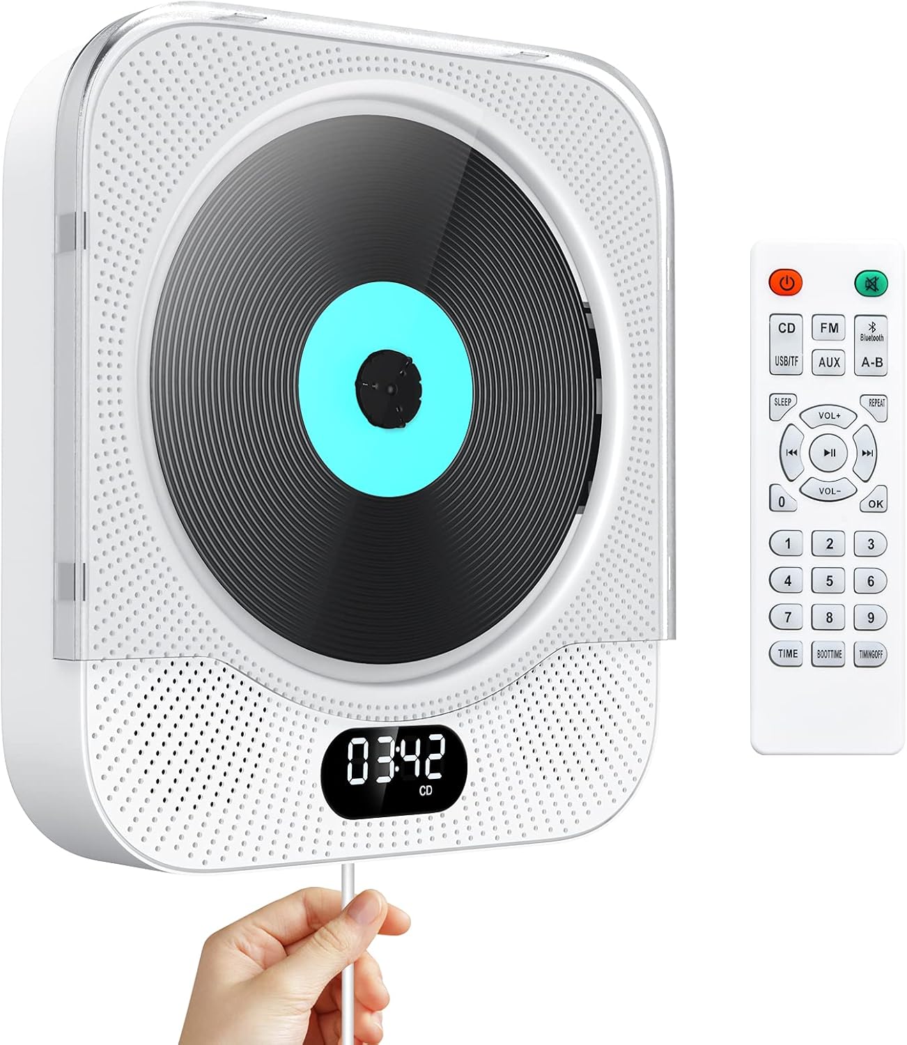 CD Player Portable Bluetooth Gueray Wall Mountable CD Players for Home FM Radio Audio Boombox Mounted Music Player Built-in HiFi Speakers with Remote Dust Cover LCD Display AUX Input Output Jack Pack of 2