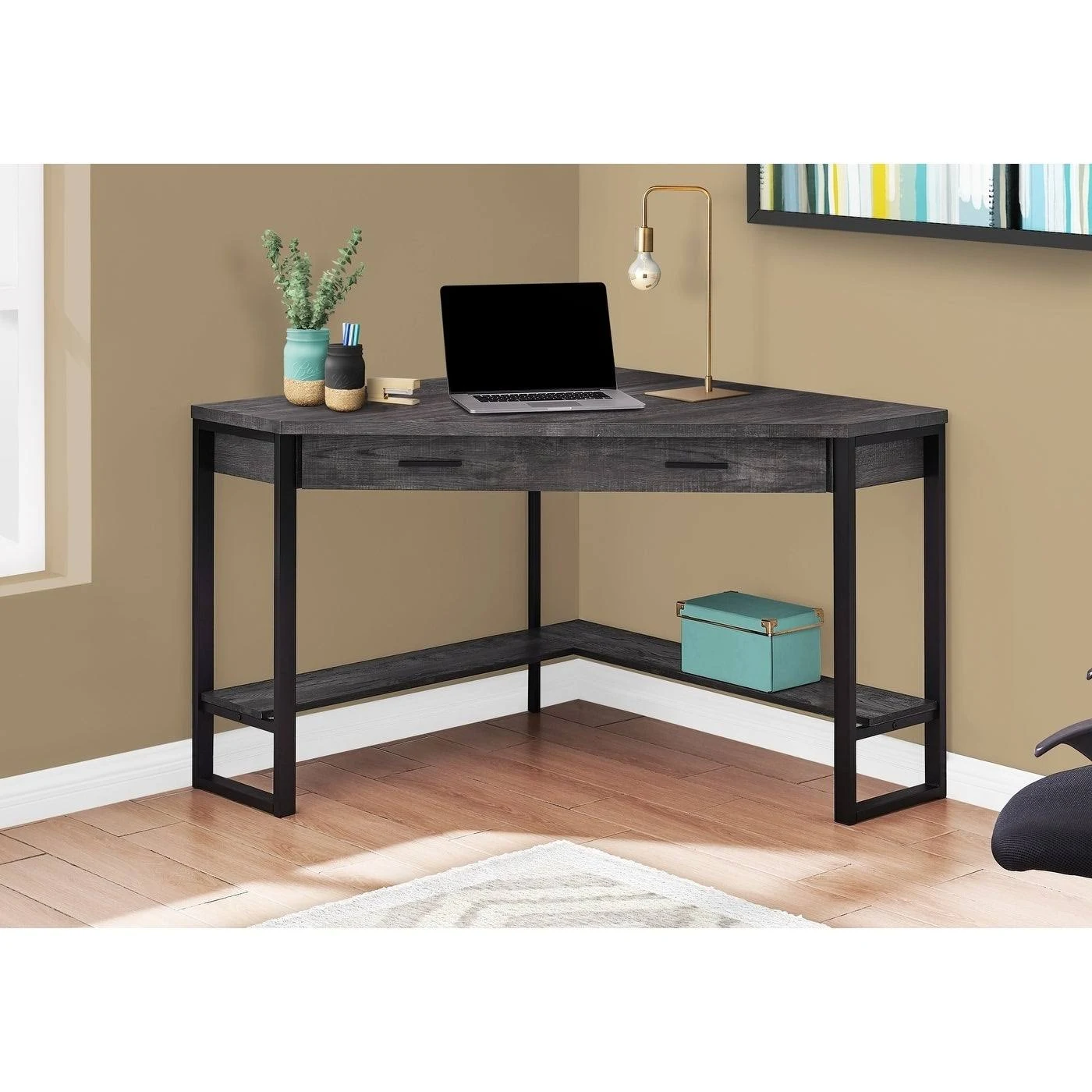 Monarch Computer Desk - 42x22L / Black Reclaimed Wood Corner