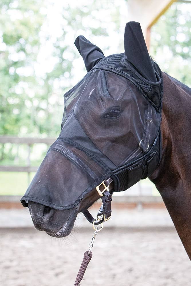 Harry&s Horse Fly Mask Flyshield with Nose Piece L Black