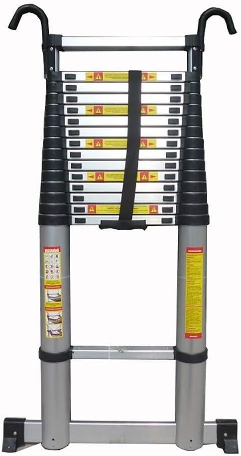 WGGGF Step Ladder 7m/23ft Telescopic Tall Ladder with Hook Aluminum DIY Multi-Purpose Portable Extendable Extension Ladder for Climb Builders Attic Loft (Color : Black Label, Size : 7m/23ft)