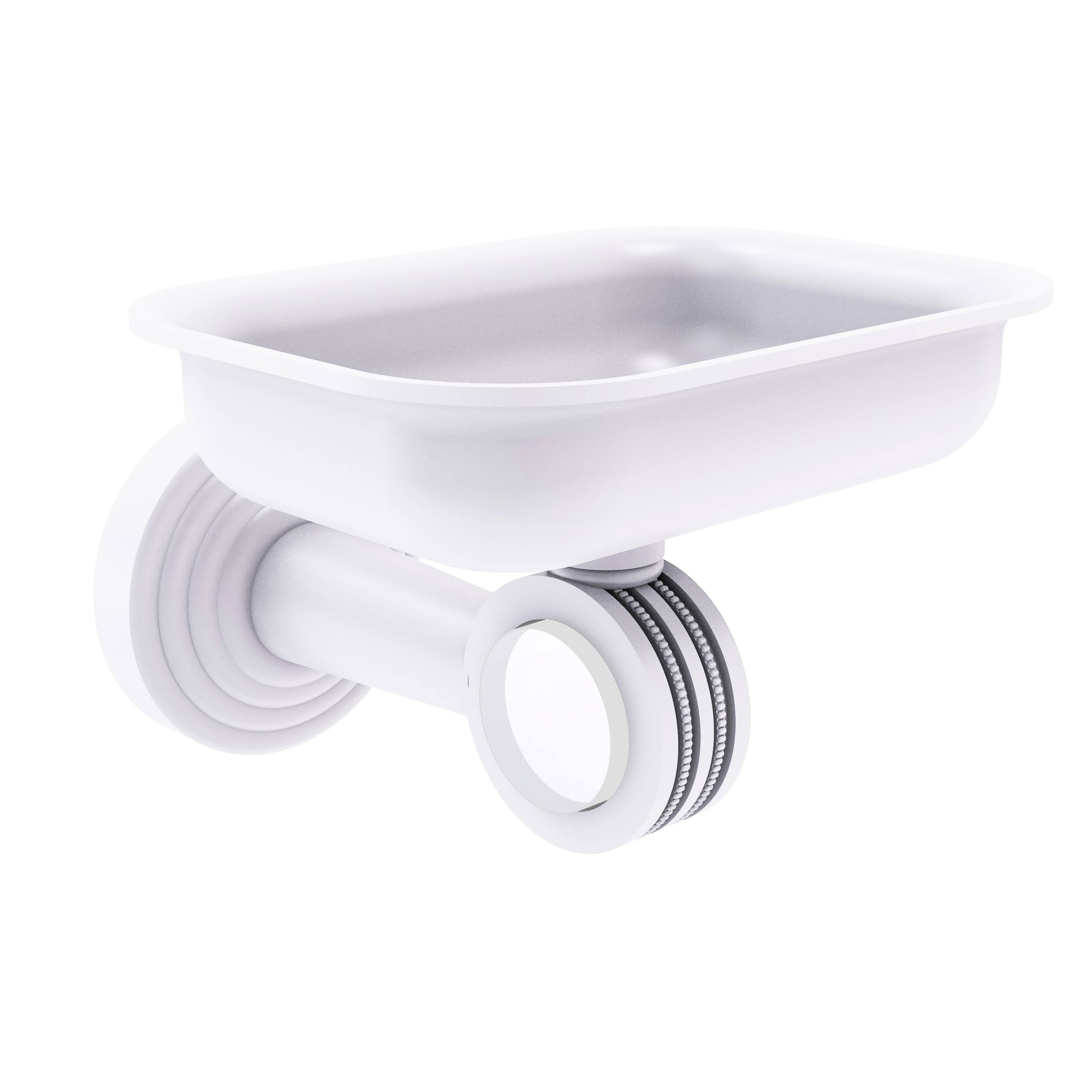 Allied Brass PB-32D-WHM Pacific Beach Collection Wall Mounted Soap Dish Holder with Dotted Accents Matte White