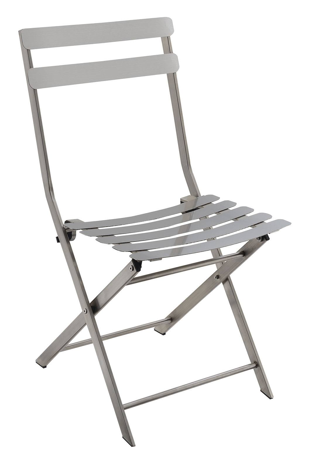 Benzara - Industrial Styled Metal Folding Chair, Silver, Pack of Two