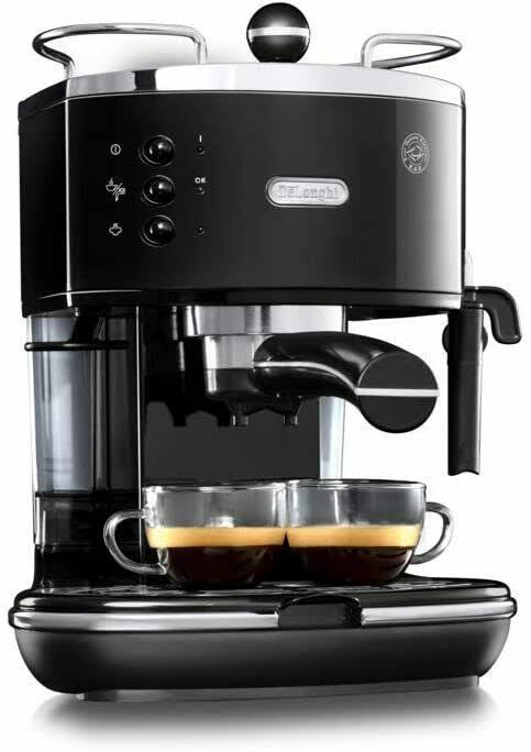 Delonghi Icona Vintage ECOV 311 Coffee Machine 220 Volt 1000W Auto-Off - Black