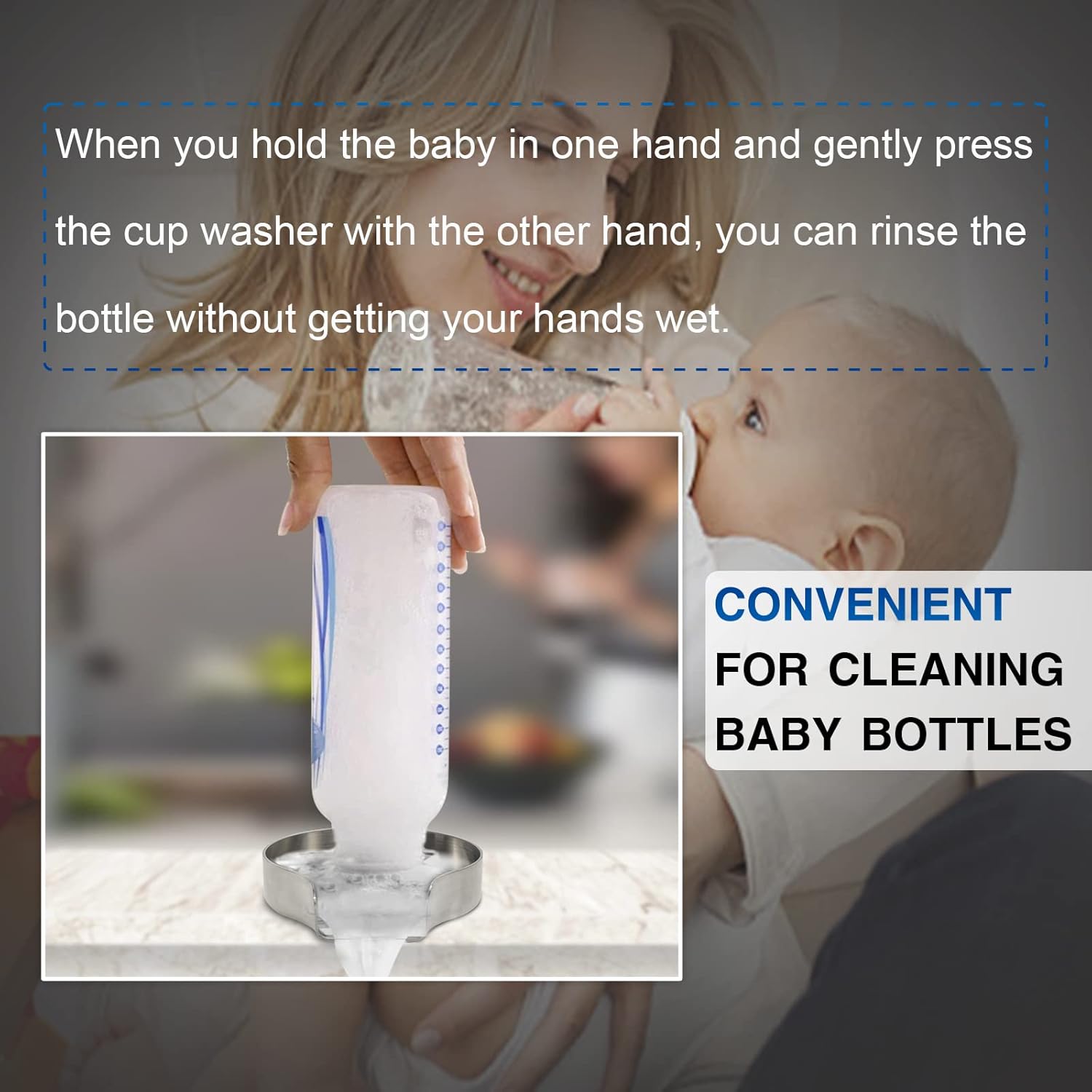 Luxsego Glass Rinser Stainless Steel for Kitchen Sink, Faucet Glass Rinser Washer Cleaner for Bar Glass Cup Rinser, Metal Washer, Baby Bottle, Kitchen Sink Accessories(Silver)