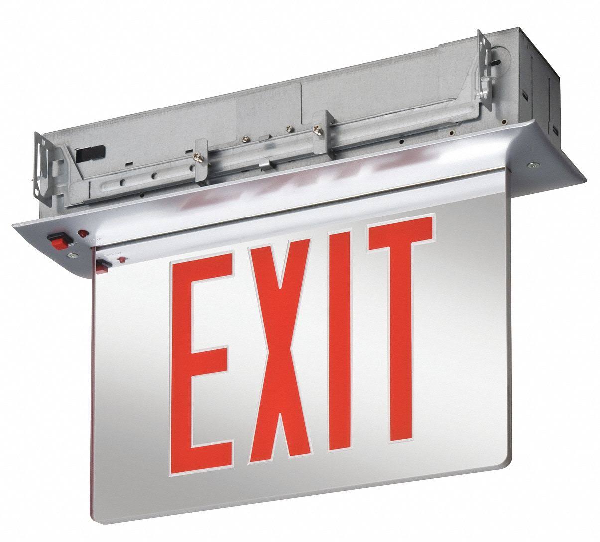Lithonia Lighting 1 Face LED Exit Sign, Gray Aluminum Housing, Red Letter Color EDGRNY 1 R El