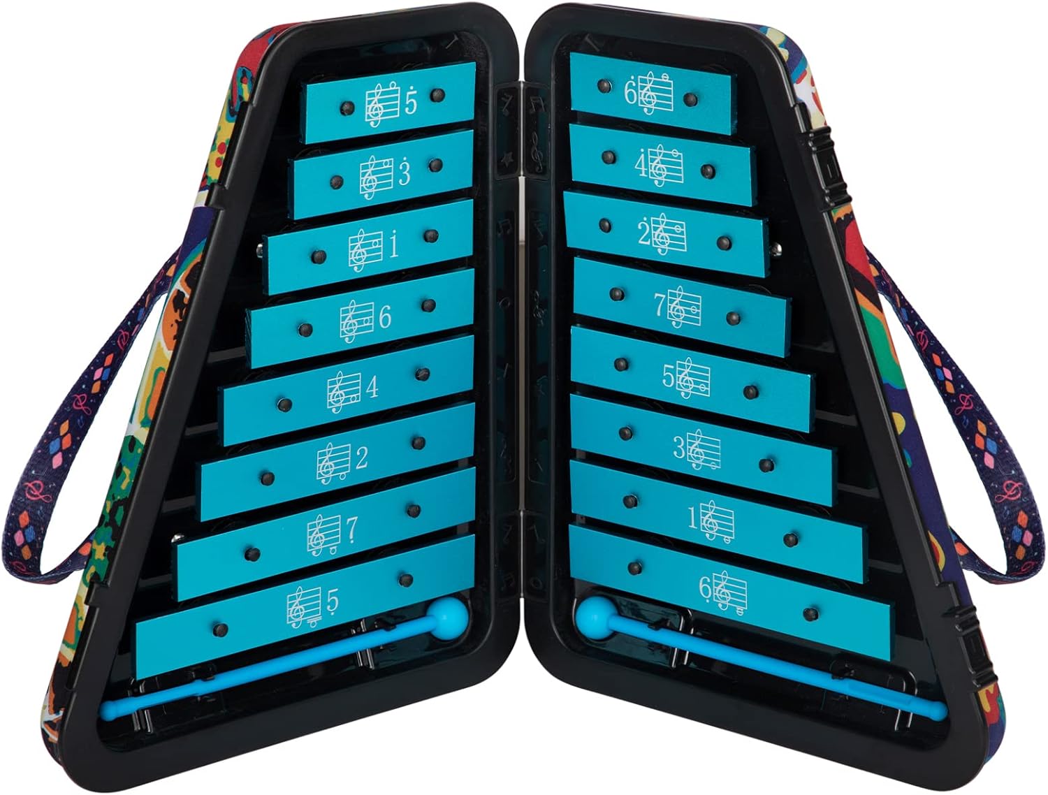 ALIMORDEN Foldable 16 Note Glockenspiel，Xylophone Instrument with Case Pack of 2