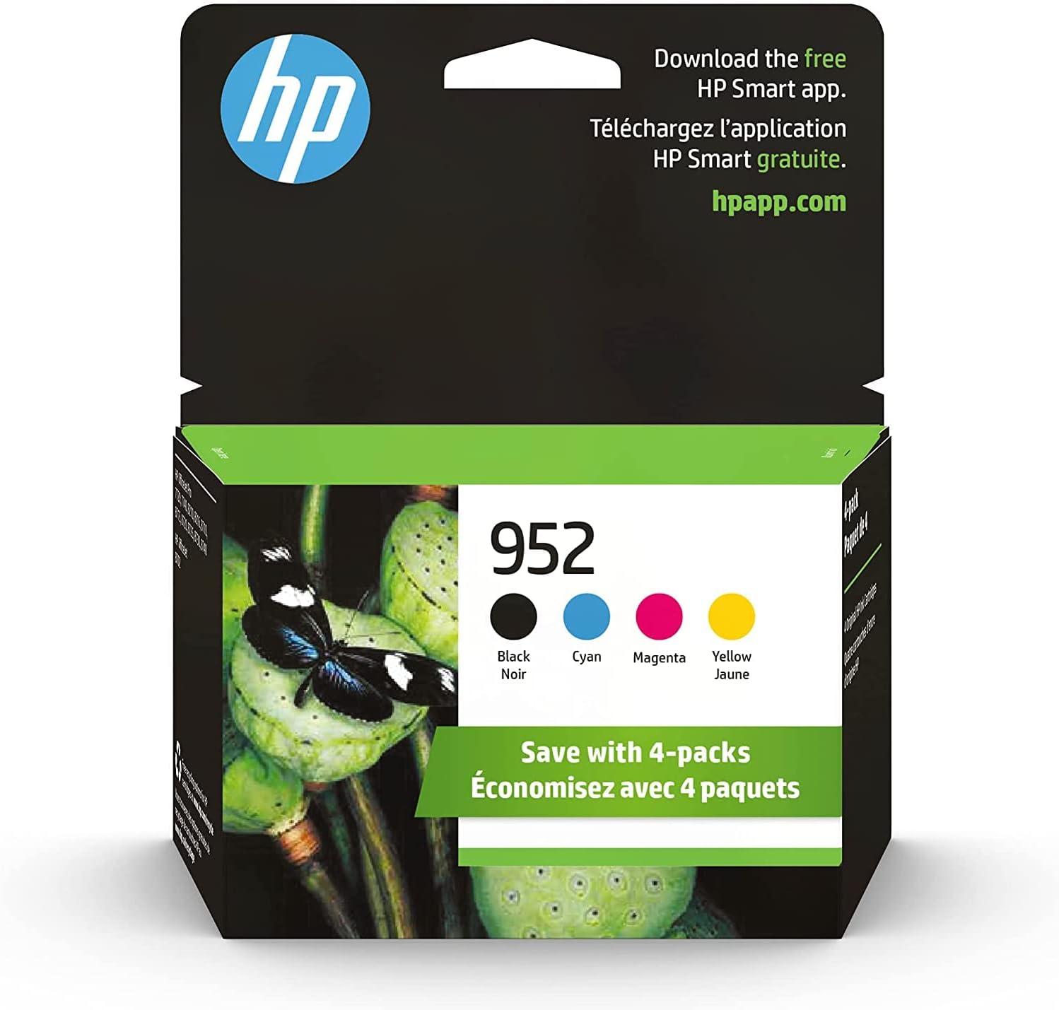 Original HP 952 Black, Cyan, Magenta, Yellow Ink Cartridges (4-pack) | Works with HP OfficeJet 8702, OfficeJet Pro 7720, 7740, 8210, 8710, 8720, 8730, 8740 Series | Eligible for Instant Ink | X4E07AN
