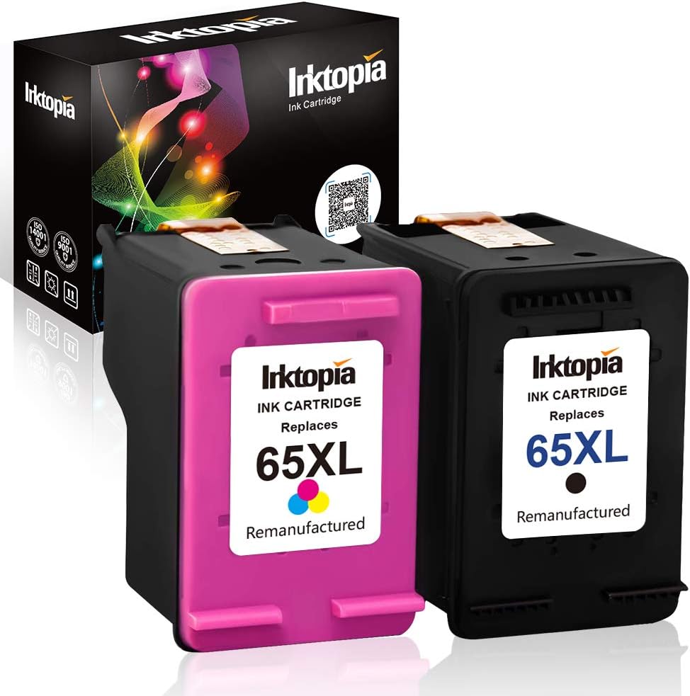 Inktopia Remanufactured Ink Cartridge Replacement for HP 65 XL 65XL N9K04AN for HP Envy 5055 5052 5058 DeskJet 3755 2655 3720 3722 3723 3730 3732 3752 3758 2652 Printer (1 Black 1 Color) Pack of 2