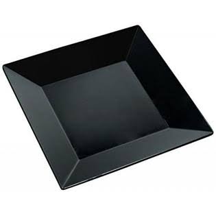 Yanco RM-112BK Rome Square Plate, 12x22 Width, 12x22 Length, Melamine, Black Color, Pack of 12
