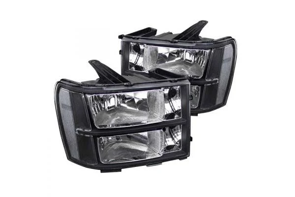 Spec-D Tuning Crystal Housing Headlights Black 07-13 GMC Sierra