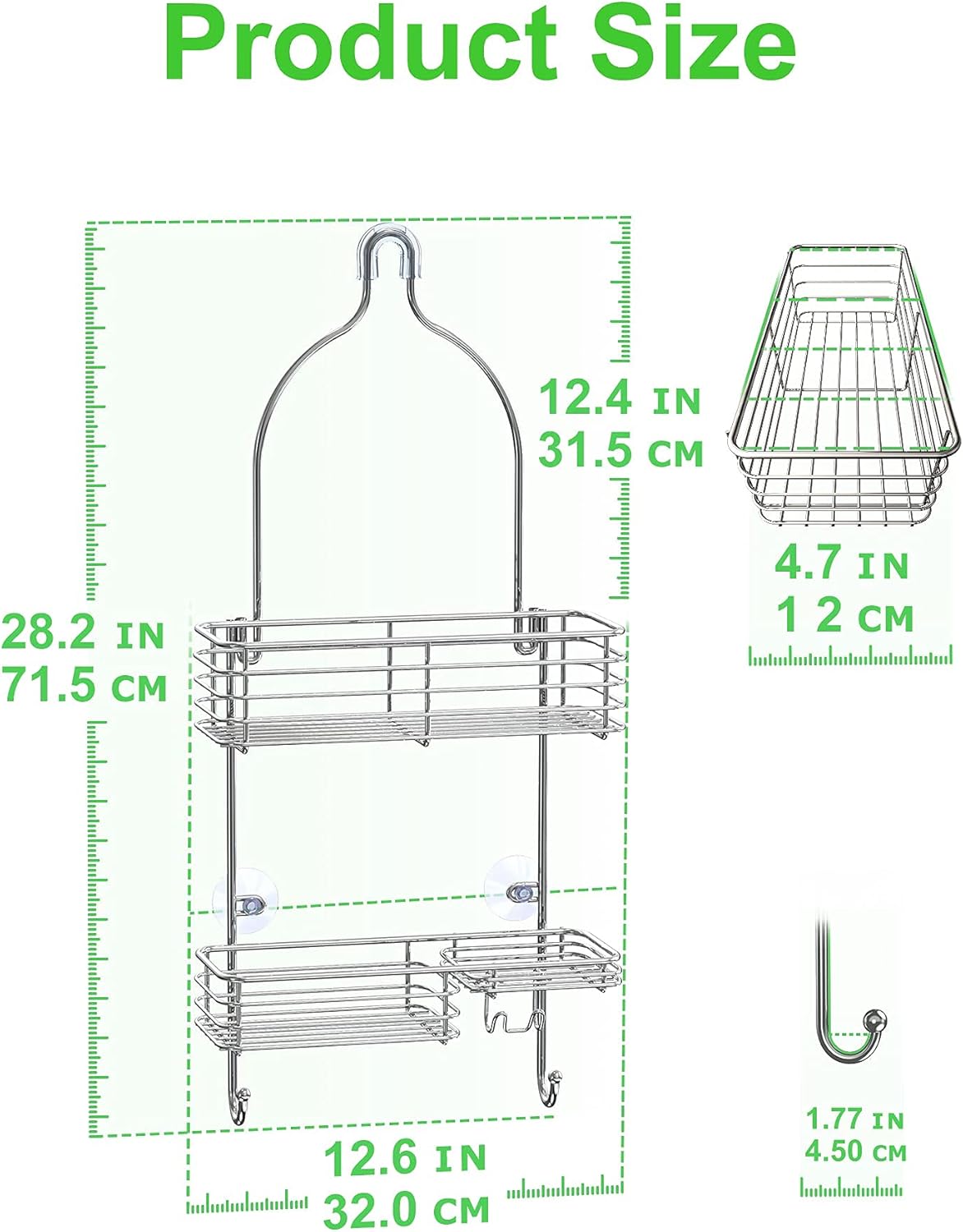 SMARTAKE Hanging Shower Head Caddy Bundle with 2-Pack Shampoo Brush Pack of 2