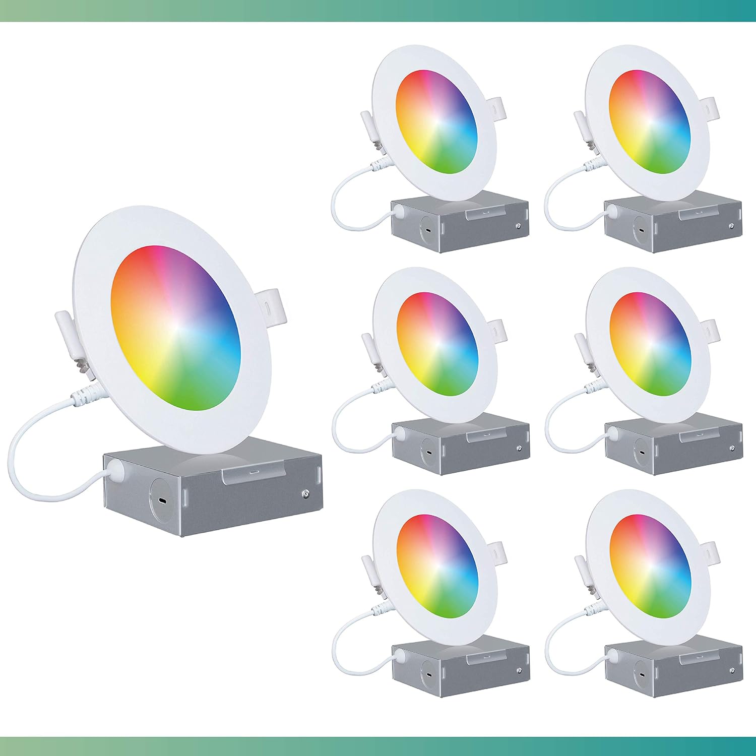 Infibrite 4 Inch WiFi Smart Ultra-Thin LED Ceiling Mount Recessed Light 9W 810LM Dimmable with Junction Box, App & Voice Control, Alexa/Google Compatible, ETL & Energy Star, Wet Rated (6 Pack)