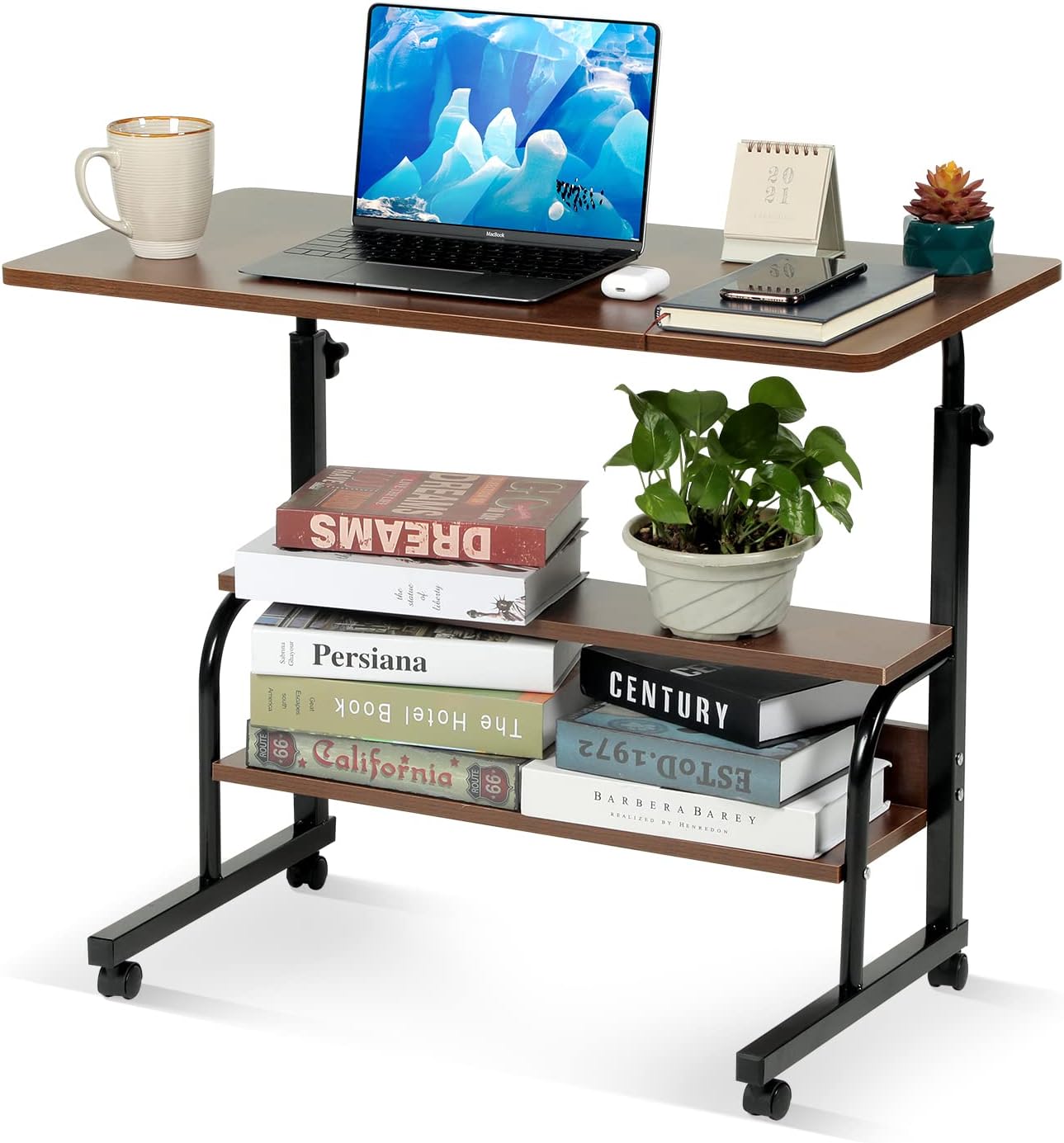 Adjustable Desk Standing Desk Small Desks for Small Spaces Portable Laptop Computer Desk Table for Bedrooms Couch Desk for Home Office Table Mobile Rolling Desk on Wheels 31.5