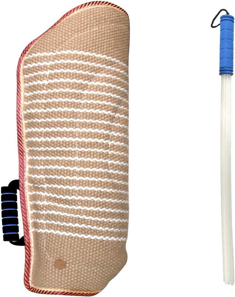 MelkTemn Professional Dog Bite Training Set Dog Bite Arm with Whip Agitation Stick for Dogs Training Protection for Pitbull German Shepherd Puppy (Red) Pack of 2