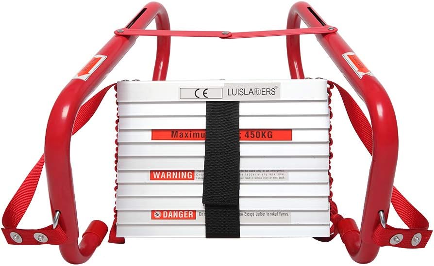 LUISLADDERS Fire Escape Ladder 2 Story with Anti-Skid Rungs Portable Emergency Escape Ladder, Easy to Deploy Store 15- Feet Pack of 2