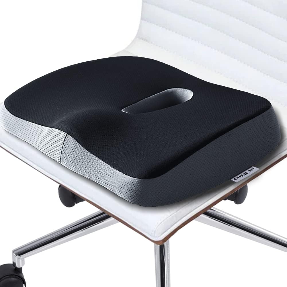 Seat Cushion for Office Chairs, Esojiliya Coccyx Cushion for Tailbone, Sciatica, Back, Butt Pain Relief, Orthopedic Memory Foam Chair Cushion for Wheelchair, Car Seat, Home