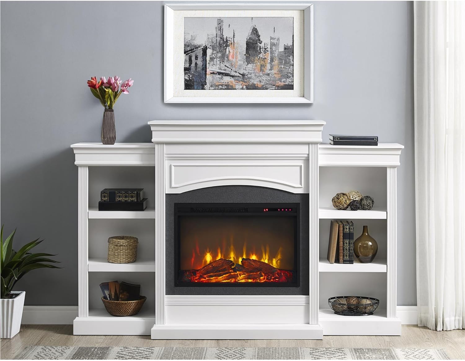 Ameriwood Home Lamont Mantel Fireplace, White,1815096COM