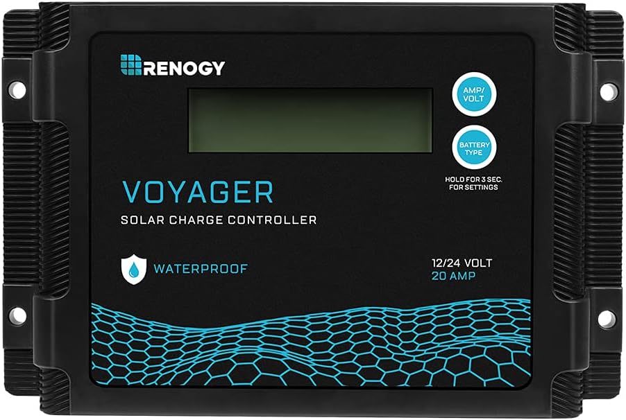 Renogy Voyager 20A 12V/24V PWM Waterproof Solar Charge Controller w/LCD Display for AGM, Gel, Flooded and Lithium Battery, Used in RVs, Trailers, Boats, Yachts, Voyager 20A Pack of 2