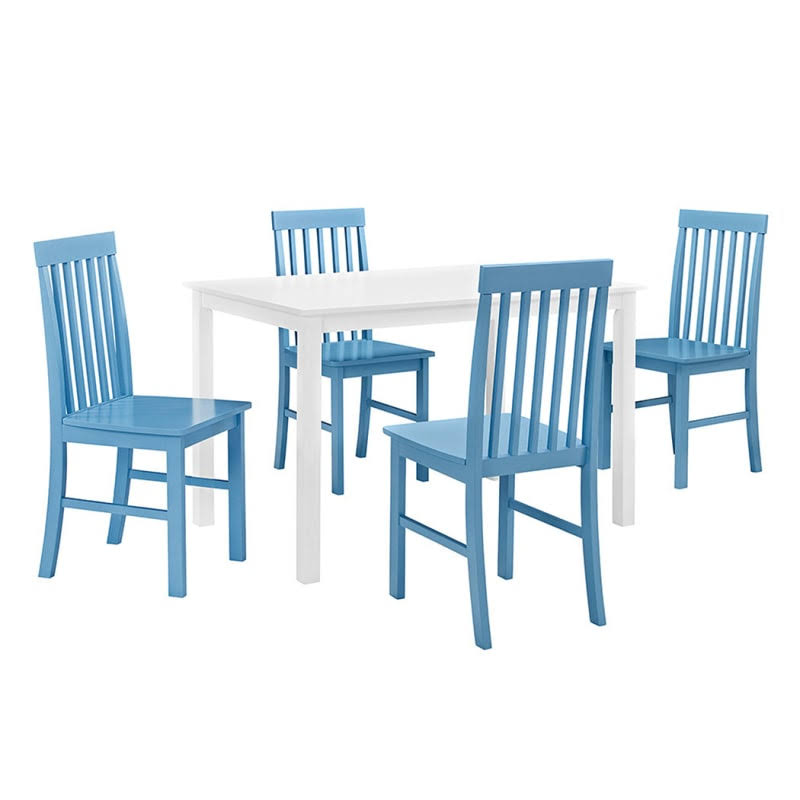 Delacora WE-BDW485PC Dixon 5 Piece Wood Framed Modern Dining Set - Powder Blue