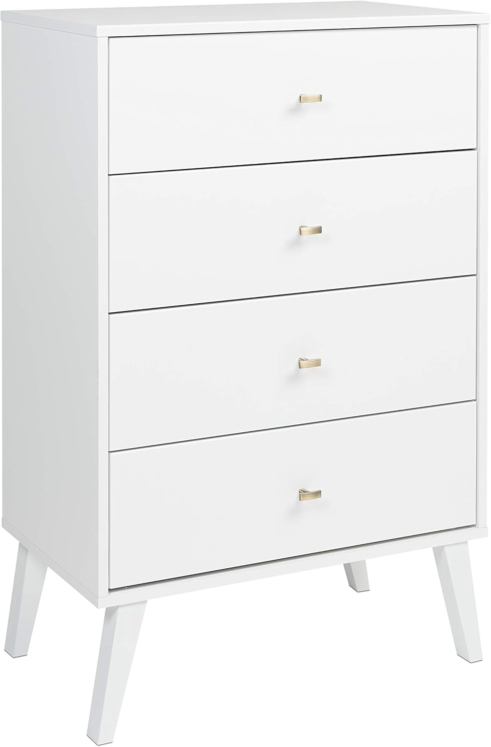 Prepac Milo Mid Century Modern Chest, 4-Drawer, White