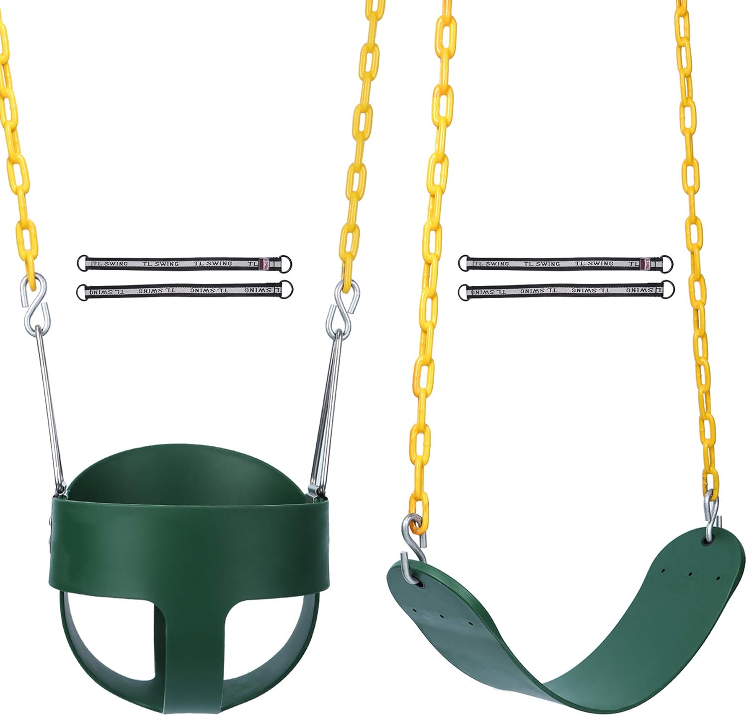RedSwing High Back Full Bucket Swing with Heavy Duty Swing Seat Combo Pack (Triangle and Chain Dip), Tree Straps Included Pack of 2