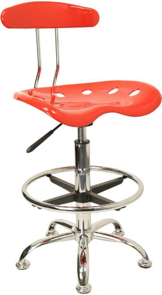 Flash Furniture Vibrant Red u0026 Chrome Stool w/ Tractor Seat
