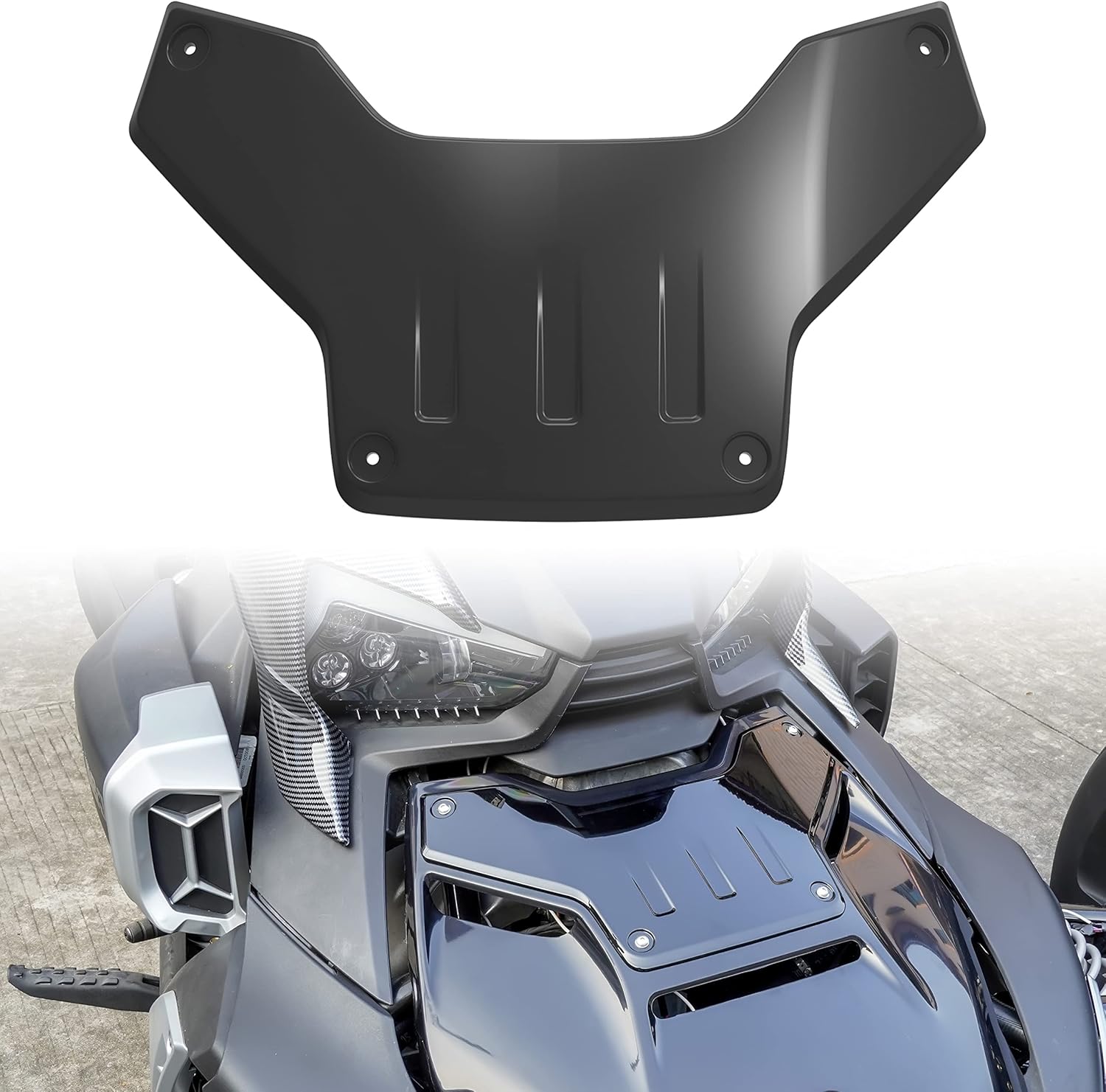 Black Classic Hood Accent Panel for Ryker, SAUTVS Vertical Stripe Style Black Hood Accent for Can-Am Ryker & Ryker Rally Edition Accessories