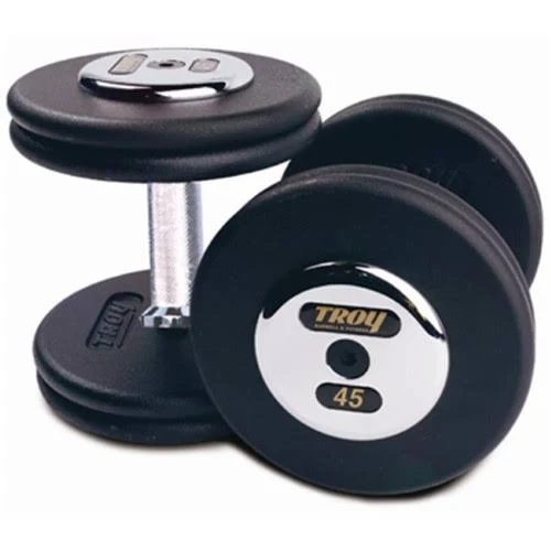 Troy Barbell Pfd-27.5c Black Troy Pro-Style Cast Dumbbells - Chrome Endplates - 27.5 lbs. - Sold as Pairs