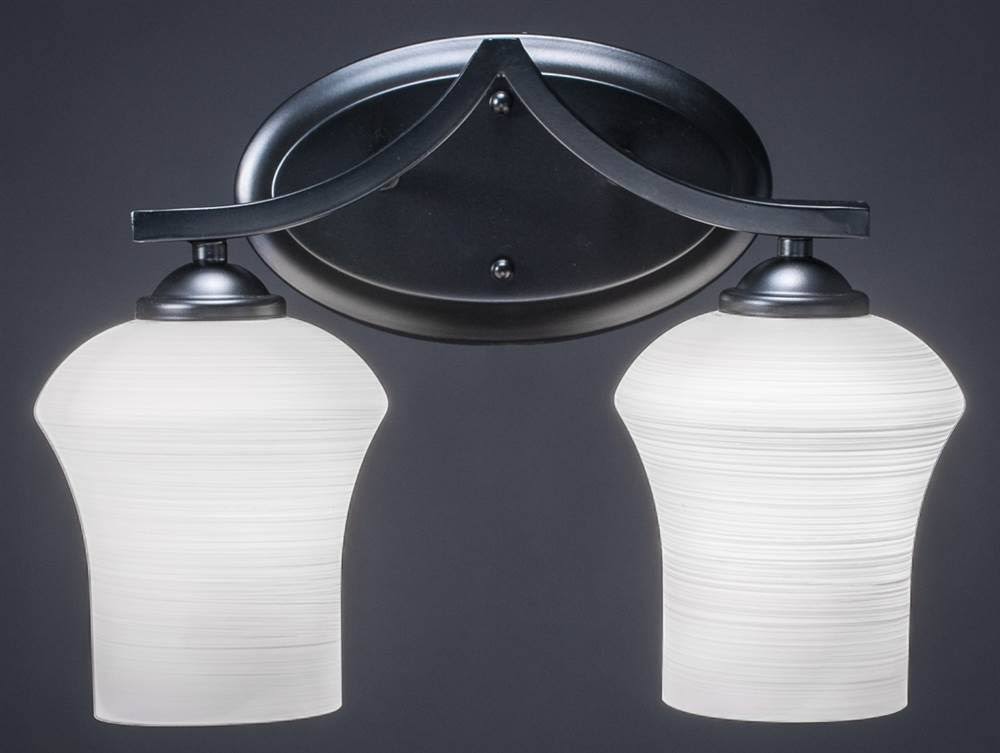 Toltec Lighting Toltec Zilo 2 Light Bath Bar in Matte Black with 5.5x22 Zilo White Linen Glass 552-MB-681