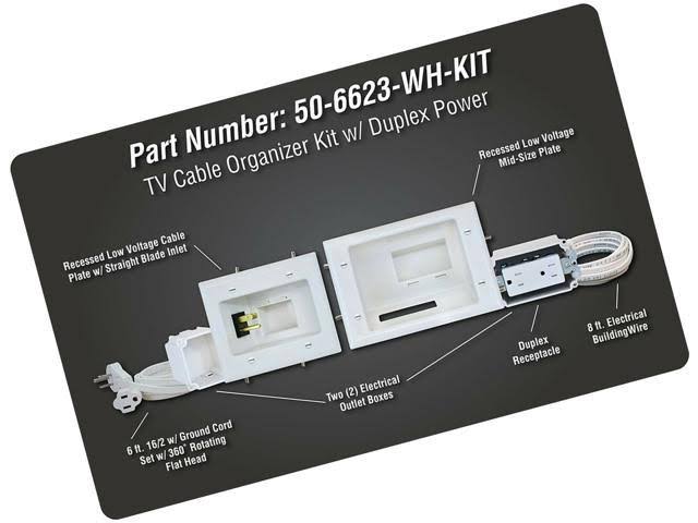 Datacomm Electronics 50-6623-wh-kit Flat Panel TV Cable Organizer Kit with Po...