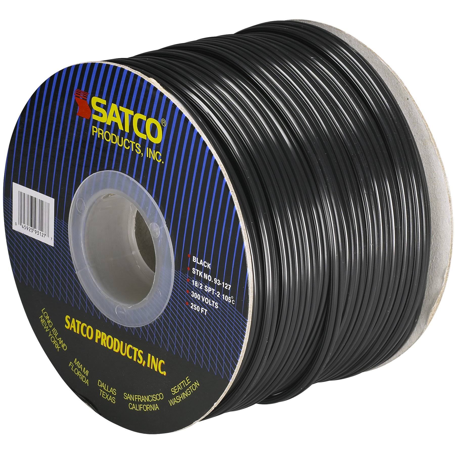 Satco 93-127 Bulk WIRE; 18/2 SPT-2 105C; 250 Foot Spool; Black