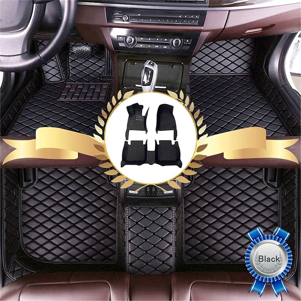 Car Floor Mats for Chevrolet Colorado 2019 Floor Liners Auto Carpets Luxury Leather Waterproof All Weather Protection Full Coverage Full Set (Black+Red)