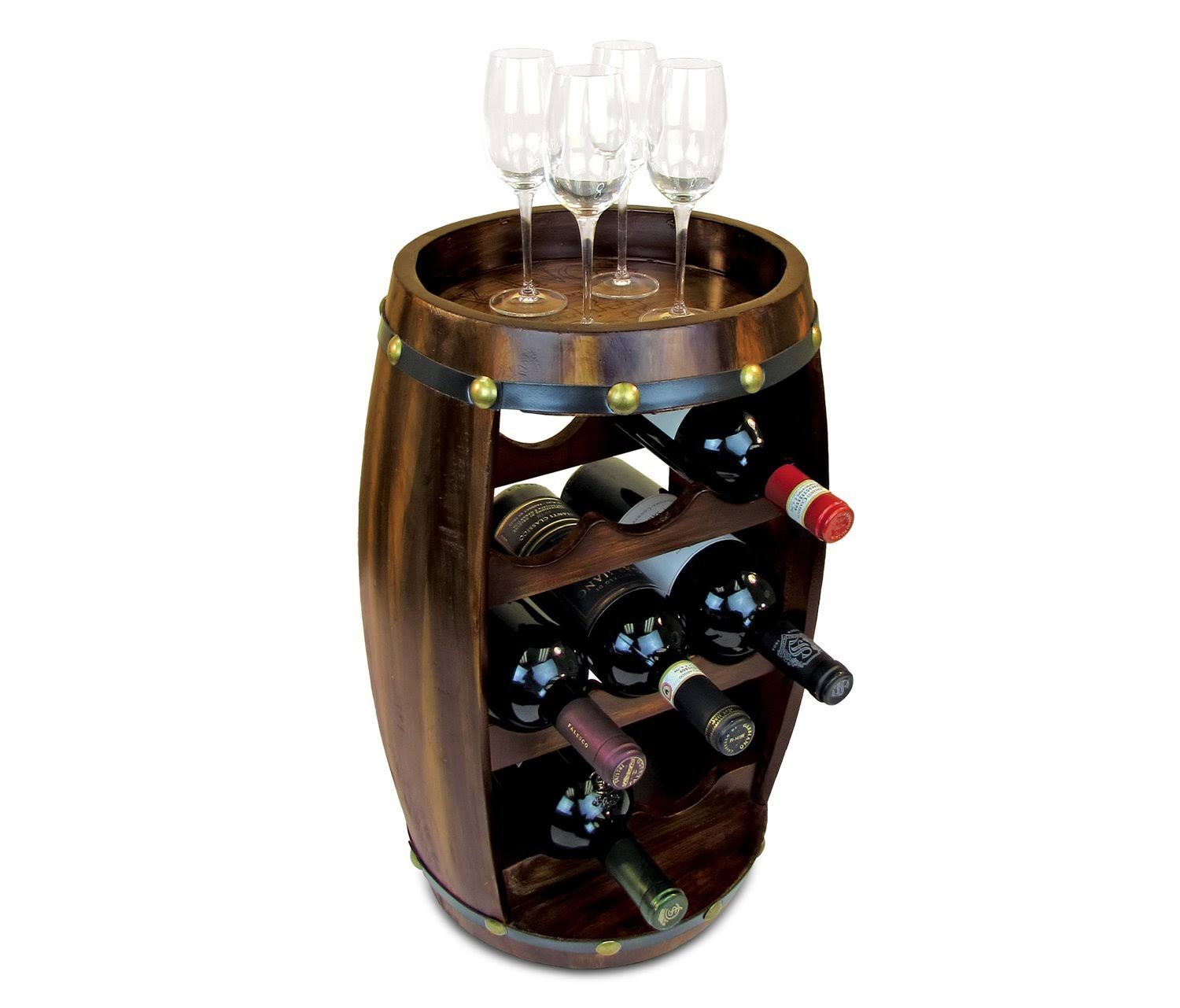 Puzzled Alexander - 8 Bottles Wooden Holder - Barrel Shape Wine dcor Rack Stand