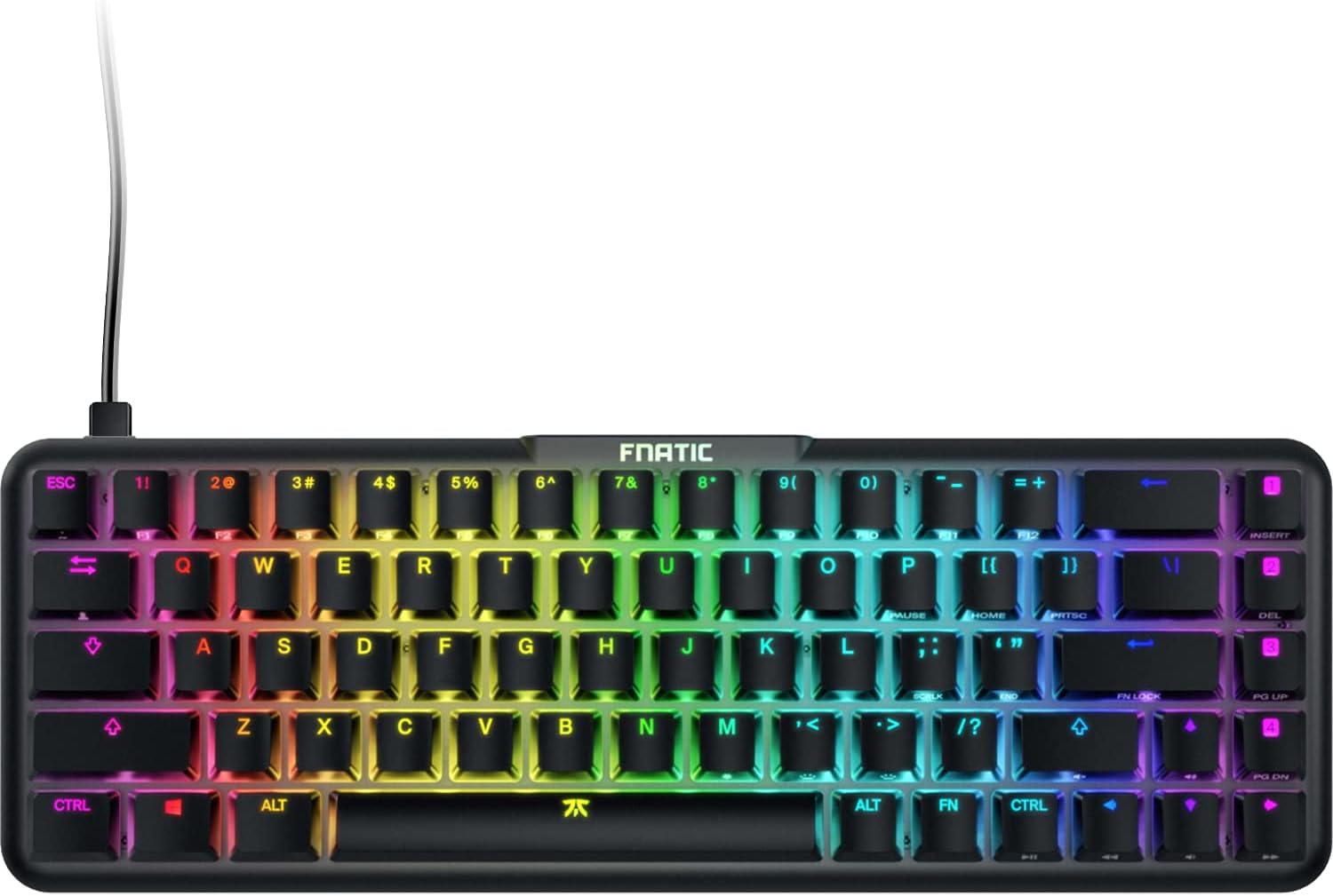 FNATIC miniStreak Speed - LED Backlit RGB Mechanical Gaming Keyboard - Speed Silver Switches - Small Compact Portable Tenkeyless Layout - Pro Esports Gaming Keyboard (US Layout)