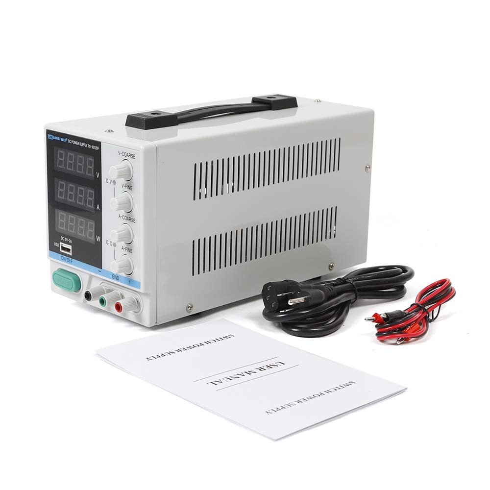 DC Power Supply, MP3020D AC110V Triple-Output 0-30V 0-20A Adjustable Switching Regulated Variable Bench Linear, LED Digital Display (0-32V 0-20A)