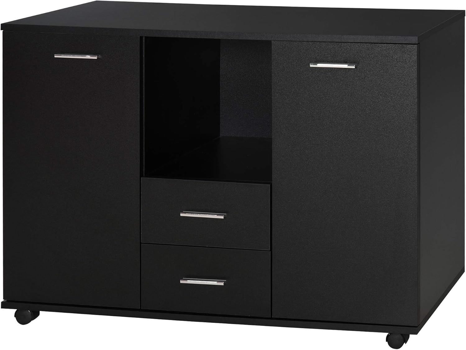 Vinsetto Multifunction Office Filing Cabinet Printer Stand with 2 Drawers, 2 Shelves, & Smooth Counter Surface, Black