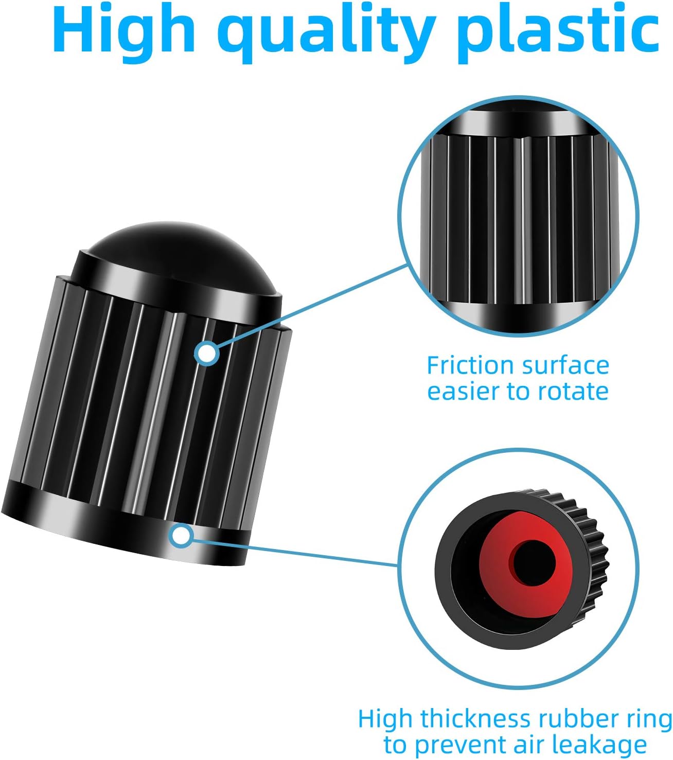 HZJD 25PCS Tire Valve Caps, with O Rubber Ring, Universal Stem Covers for SUVs, Cars, Bike, Motorcycles, Trucks | Heavy-Duty, Airtight Seal | Screw-On, Easy to Operation (Black)