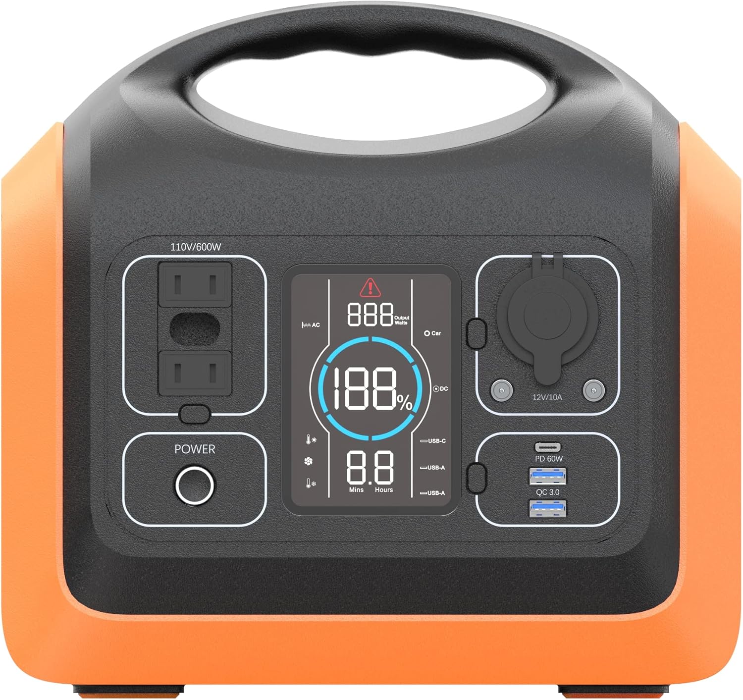 DOEJOY Portable Power Station , 595Wh Backup Lithium Battery Power, 110V/600W Pure Sine Wave AC Outlet/ DC Ports/2 USB Ports/PD 60W, Solar Generator (Solar Panel Not Included) for Outdoors Camping Travel Hunting Emergency with LED light