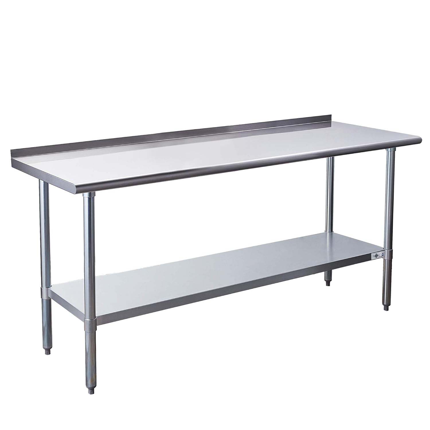 Profeeshaw Stainless Steel Prep Table NSF Commercial Work Table with Backsplash and Undershelf for Kitchen Restaurant 24&times;72 Inch