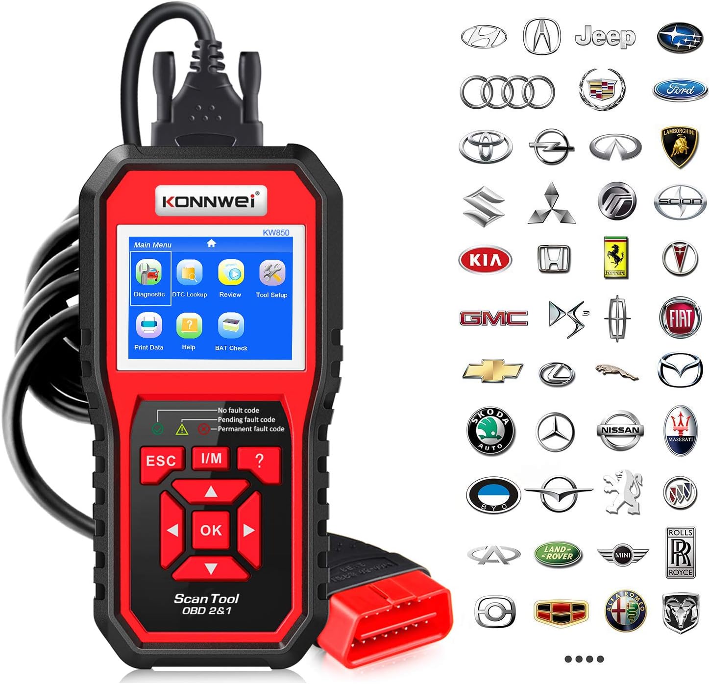 KONNWEI KW850 Professional OBD2 Scanner Auto Code Reader Diagnostic Check Engine Light Scan Tool for OBD II Cars After 1996 (Original) Pack of 2