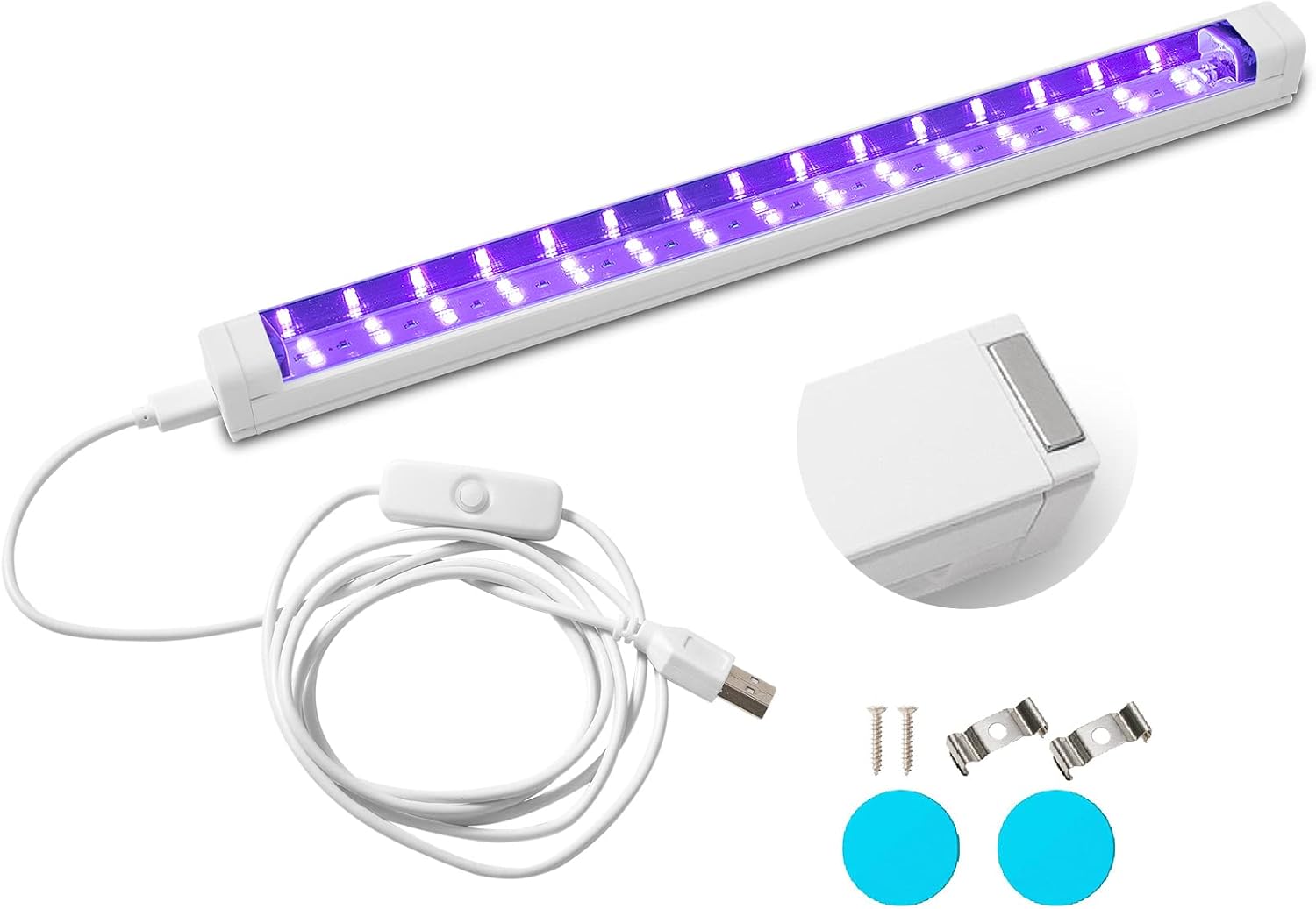 UV Black Light Bar Portable LED UV Blacklight Strip Lights DC 10W 1ft USB THLITURE Black Lights for Glow Party UV Light bar with Magnet Halloween Christmas Lighting 1 Pack