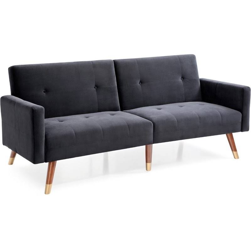 Glory Furniture Turin Velvet Convertible Sofa in Black